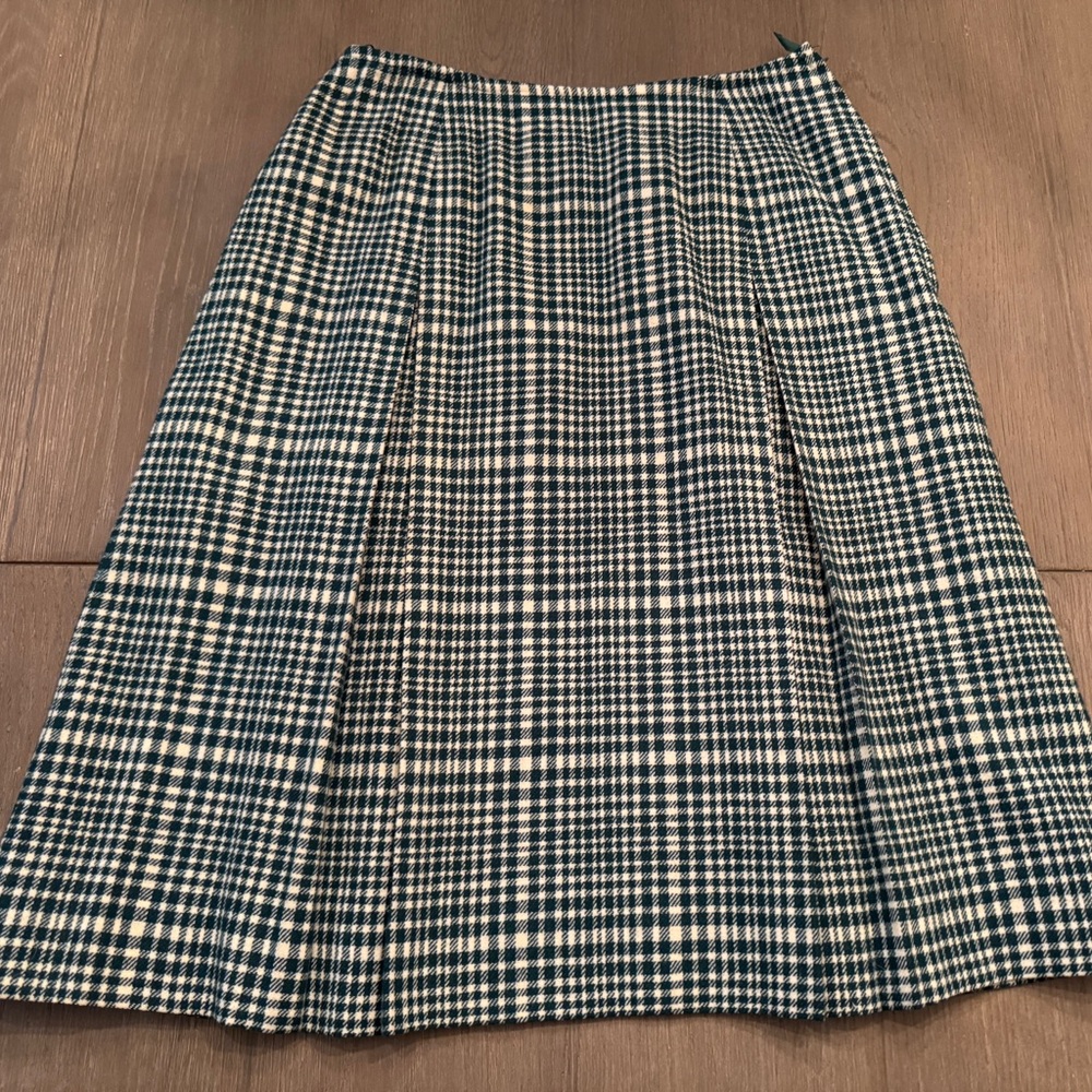 Vintage Pendleton Skirt Womens 11!/ 12 Green Plaid Wool A-Line Pleated 70s